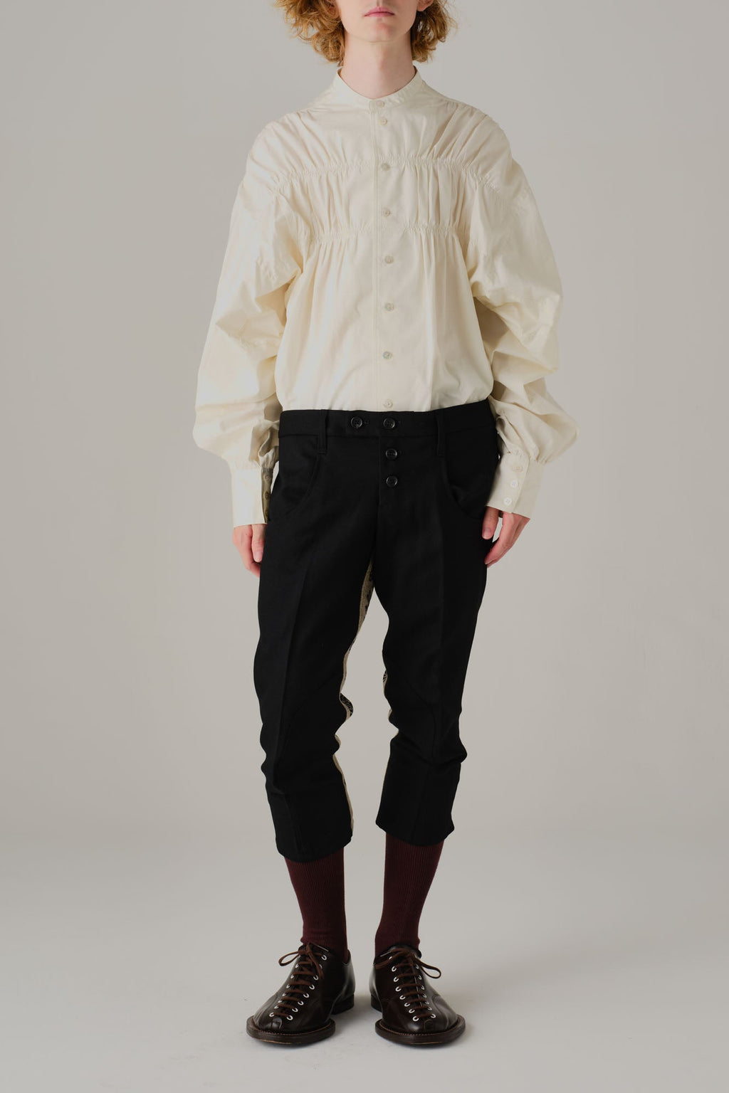 Trousers 4375 - Mix Wool100% Army Serge/Linen100% - 4375 Pattern Rope - Black/Natural - Christopher Nemeth - Bottoms - Wholesale AW25 - 9000000001703