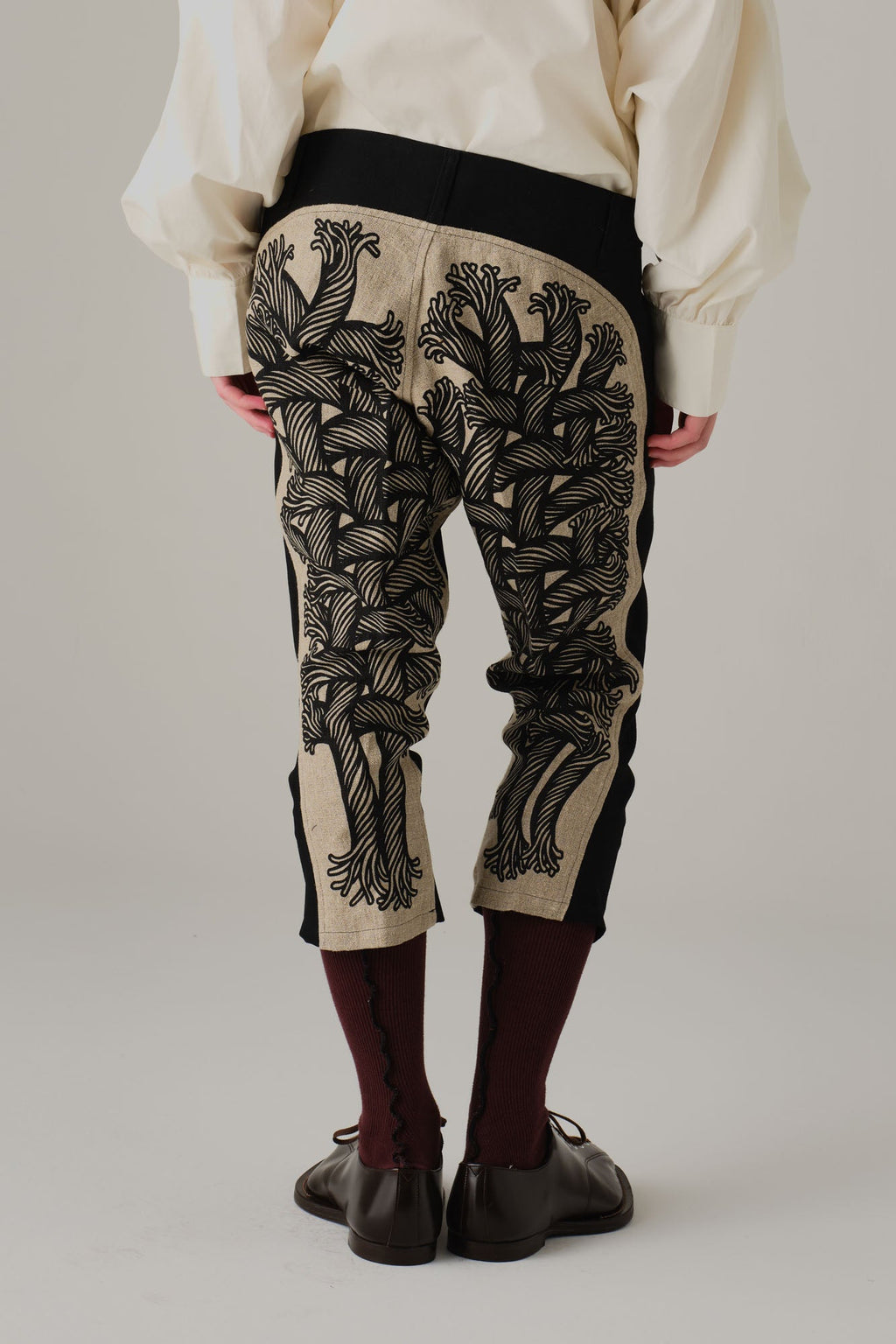 Trousers 4375 - Mix Wool100% Army Serge/Linen100% - 4375 Pattern Rope - Black/Natural - Christopher Nemeth - Bottoms - Wholesale AW25 - 9000000001703