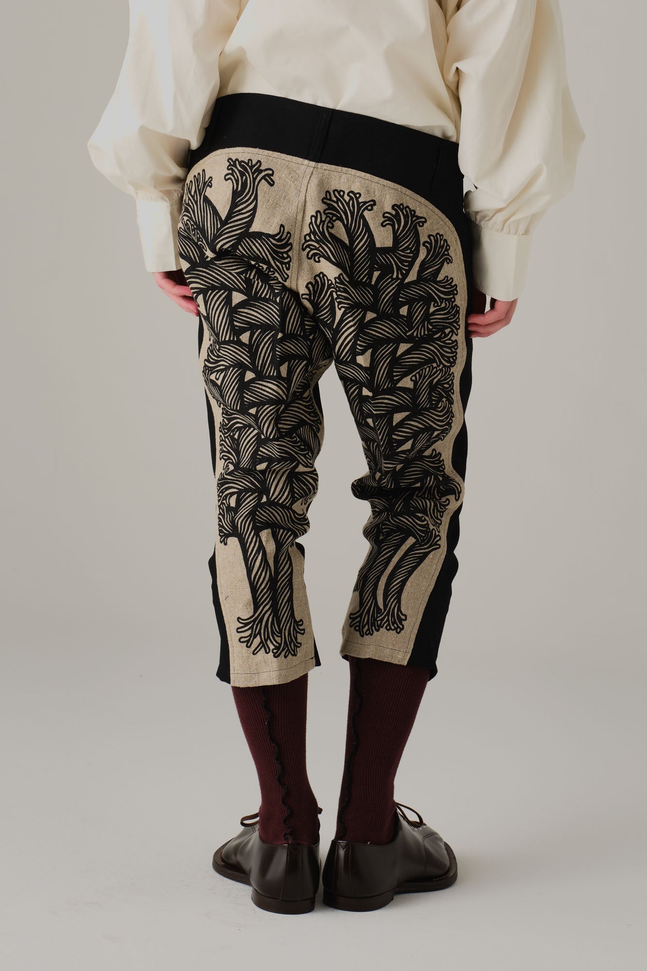 Trousers 4375 - Mix Wool100% Army Serge/Linen100% - 4375 Pattern Rope - Black/Natural - Christopher Nemeth - Bottoms - Wholesale AW25 - 9000000001703