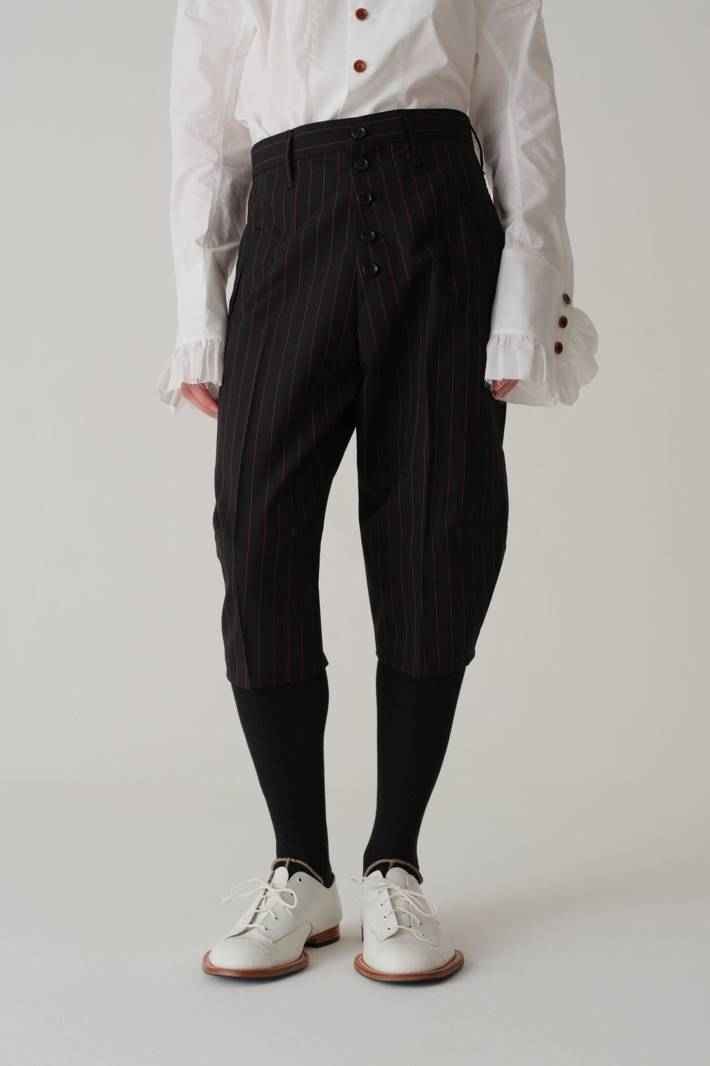 Trousers 438 - Wool 100% Tropical - Red - Stripes - Black - Christopher Nemeth - Trousers - Wholesale SS25 - 9 - 000000030 - 03