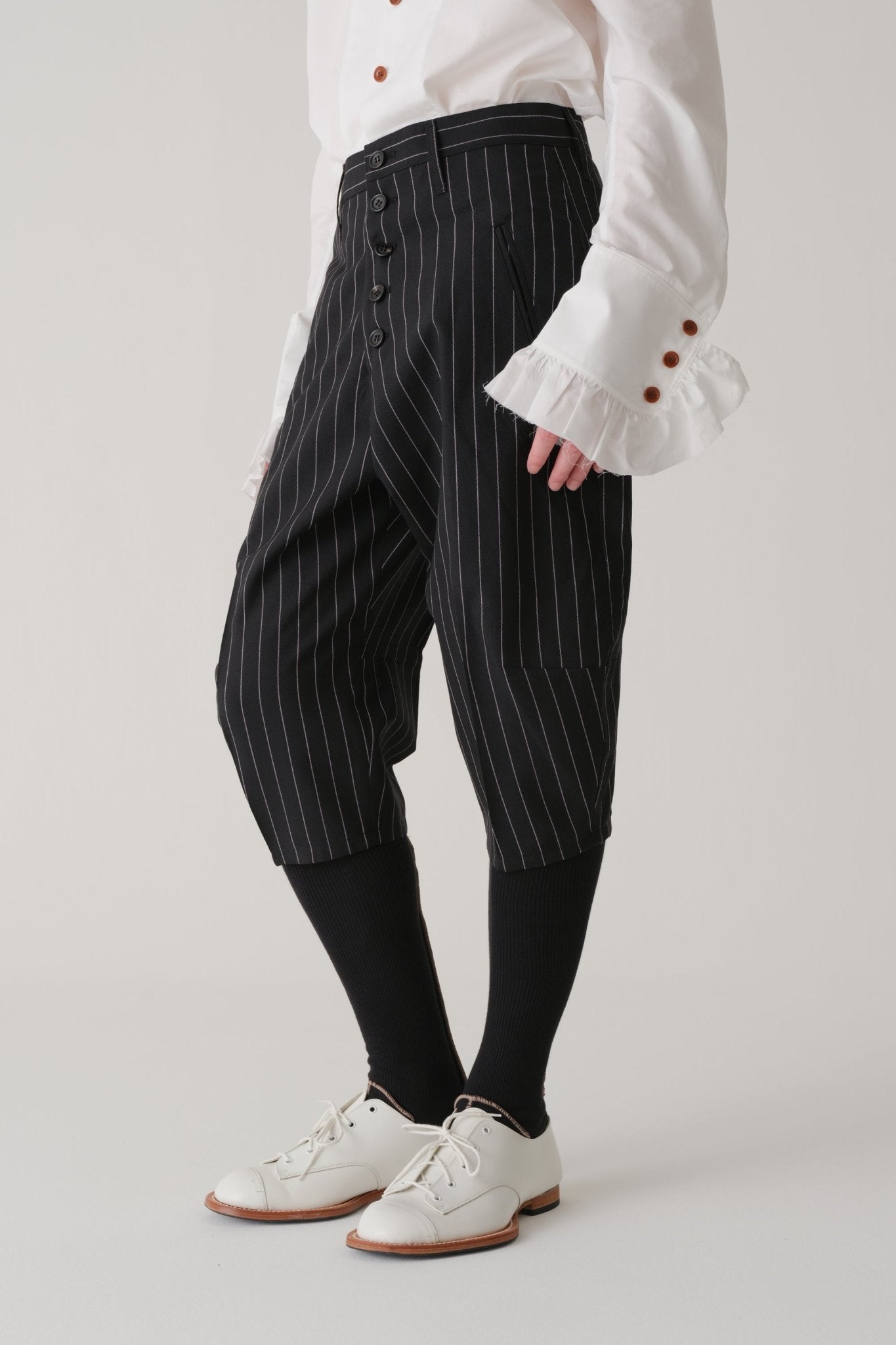 Trousers 438 - Wool 100% Tropical - White - Stripes - Black - Christopher Nemeth - Trousers - Wholesale SS25 - 9 - 000000029 - 03