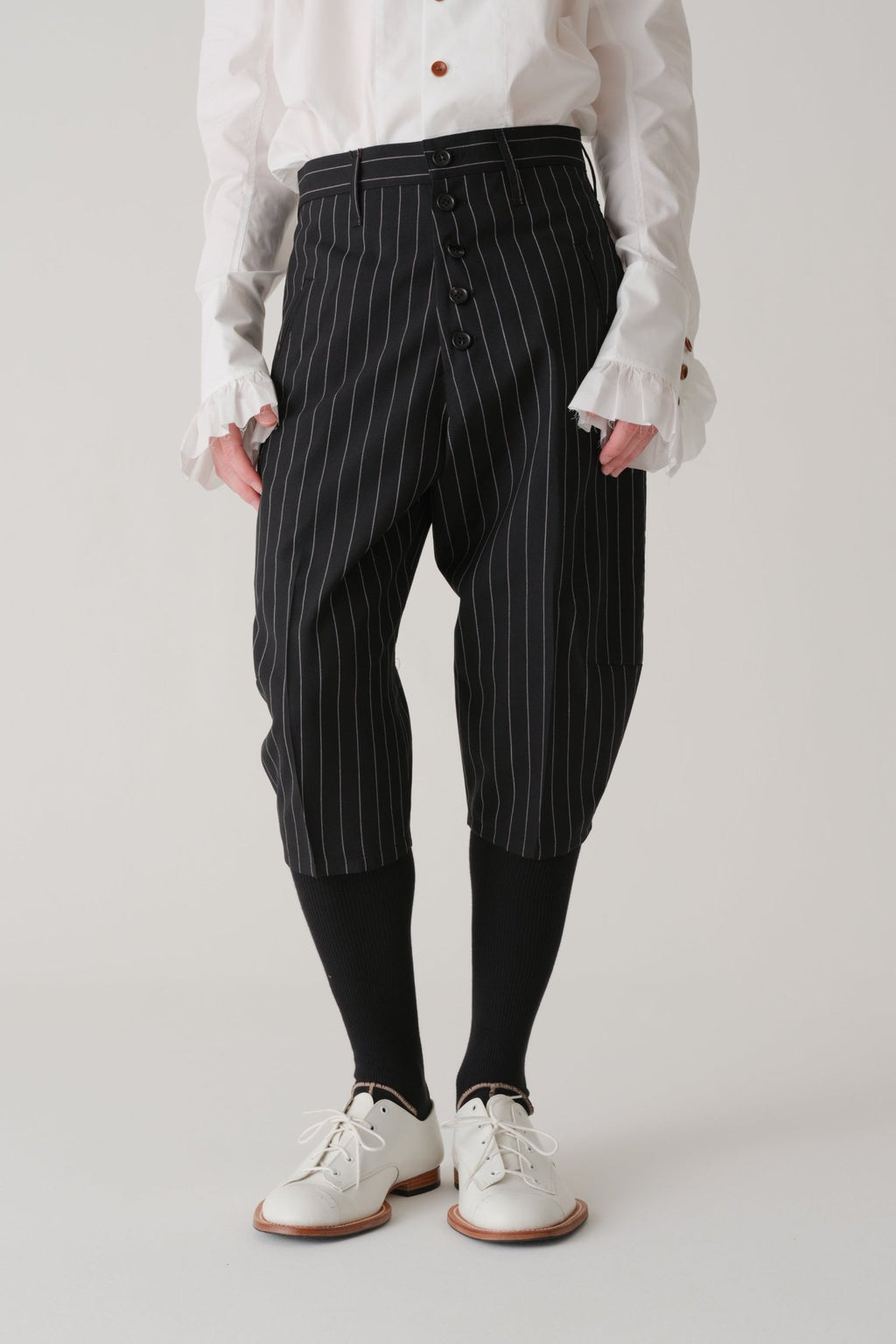 Trousers 438 - Wool 100% Tropical - White - Stripes - Black - Christopher Nemeth - Trousers - Wholesale SS25 - 9 - 000000029 - 03
