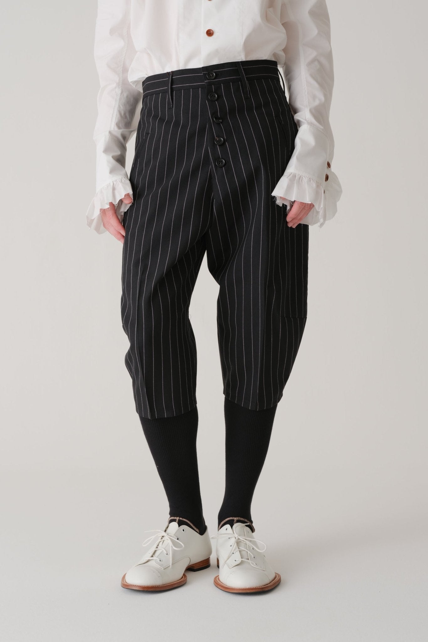Trousers 438 - Wool 100% Tropical - White - Stripes - Black - Christopher Nemeth - Trousers - Wholesale SS25 - 9 - 000000029 - 03