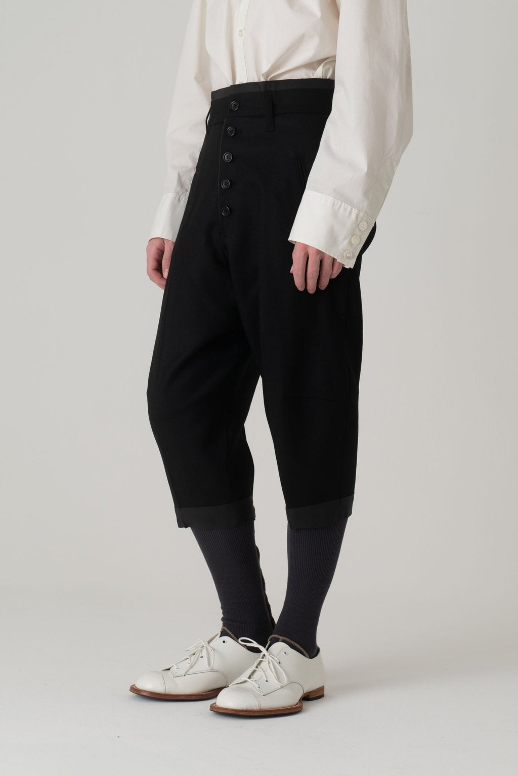 Trousers 438 - Wool100% Serge 450CS - Black - Christopher Nemeth - Bottoms - Wholesale AW24 - 9 - 000037 - 03