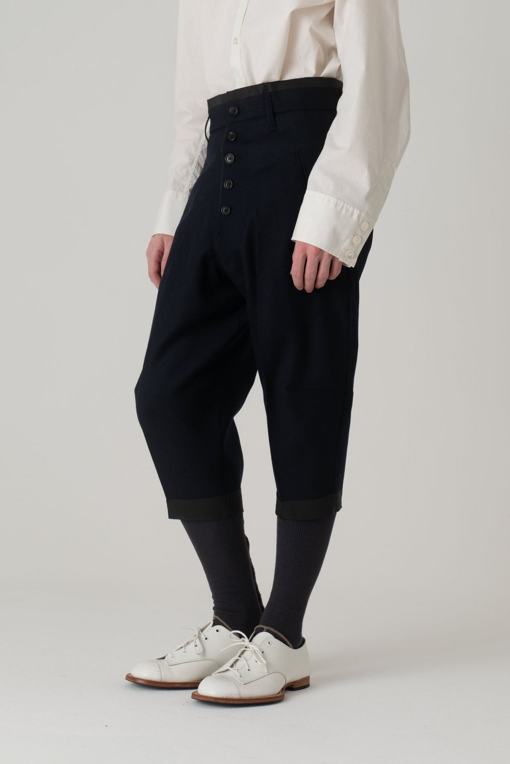 Trousers 438 - Wool100% Serge 450CS - Navy - Christopher Nemeth - Bottoms - Wholesale AW24 - 9 - 000038 - 03