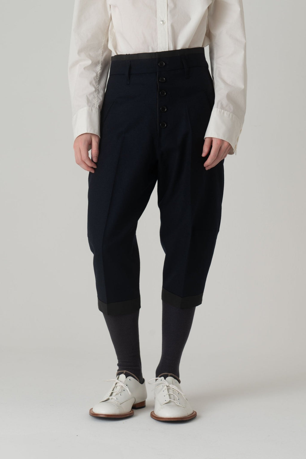 Trousers 438 - Wool100% Serge 450CS - Navy - Christopher Nemeth - Bottoms - Wholesale AW24 - 9 - 000038 - 03