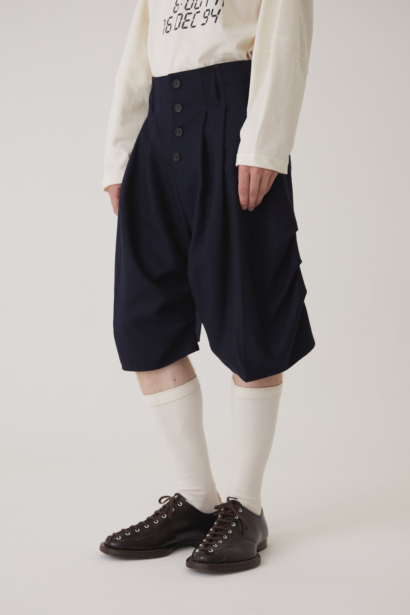 Trousers 64B - Wool100% Serge 450CS - Navy - Christopher Nemeth - Bottoms - Wholesale AW24 - 9 - 000044 - 02