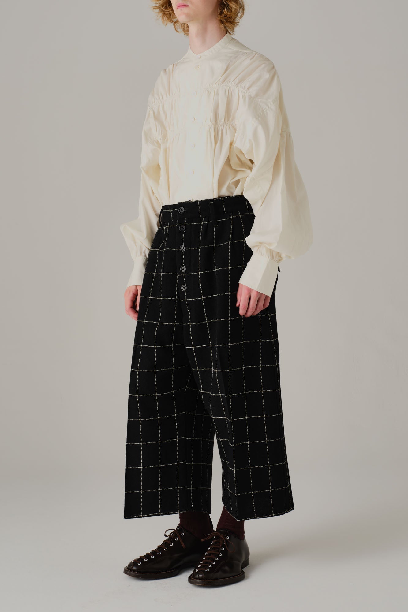 Trousers 8PT- Wool100% Windowpane Tweed- Black – Christopher Nemeth