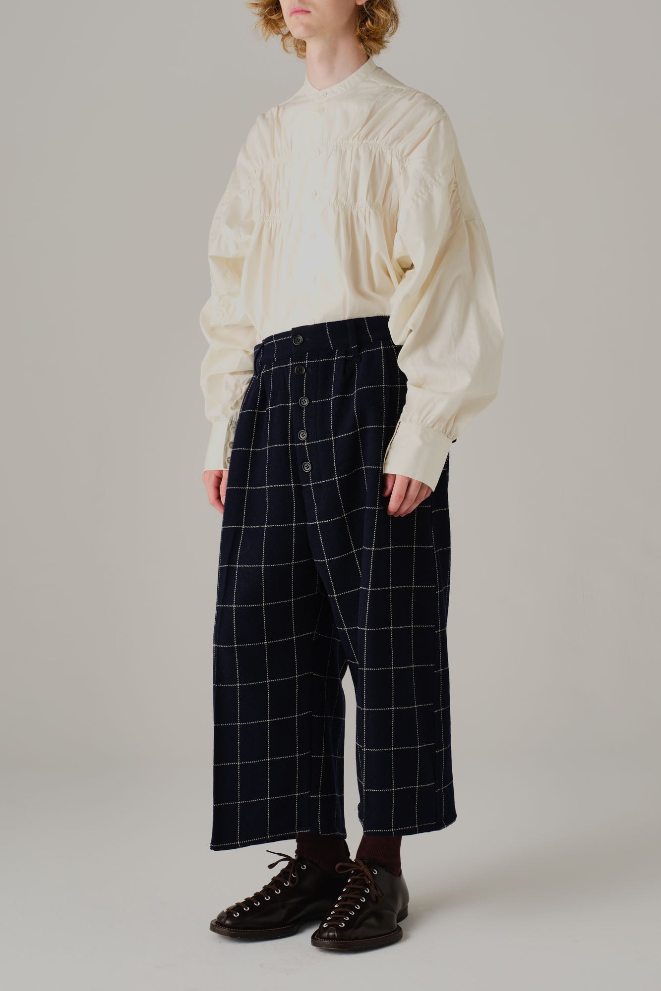 Trousers 8PT - Wool100% Windowpane Tweed - Navy - Christopher Nemeth - Bottoms - Wholesale AW25 - 9000000003702