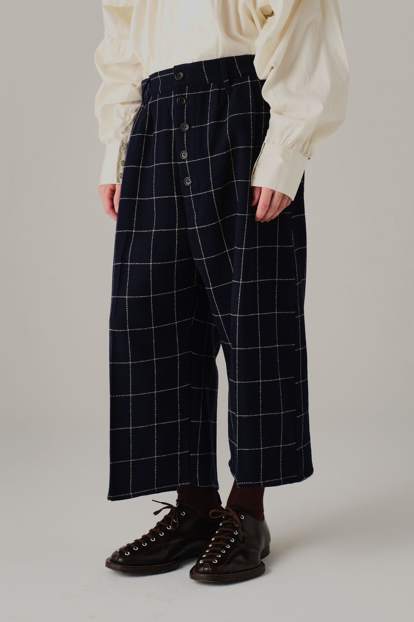 Trousers 8PT - Wool100% Windowpane Tweed - Navy - Christopher Nemeth - Bottoms - Wholesale AW25 - 9000000003702