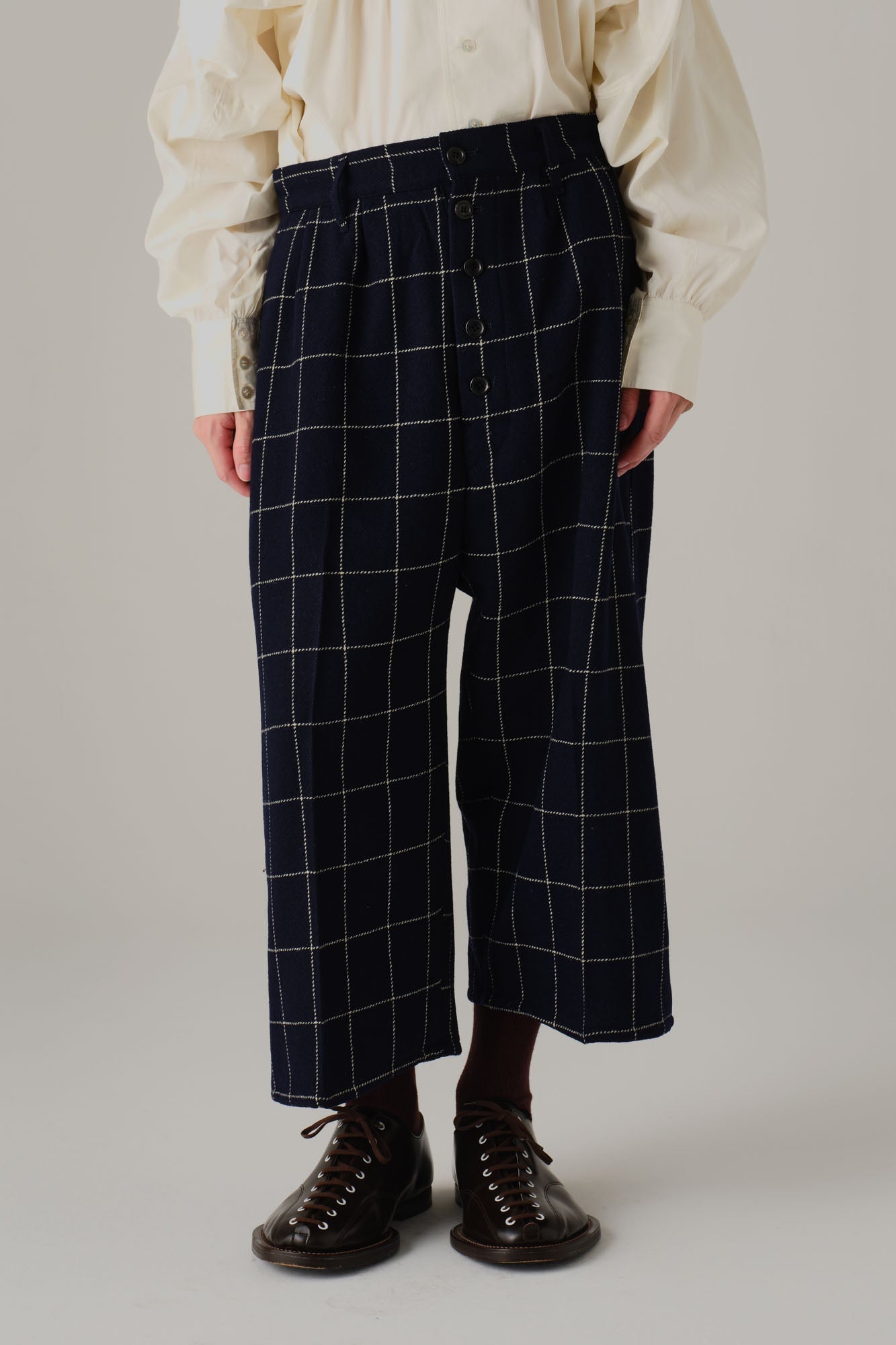 Trousers 8PT - Wool100% Windowpane Tweed - Navy - Christopher Nemeth - Bottoms - Wholesale AW25 - 9000000003702