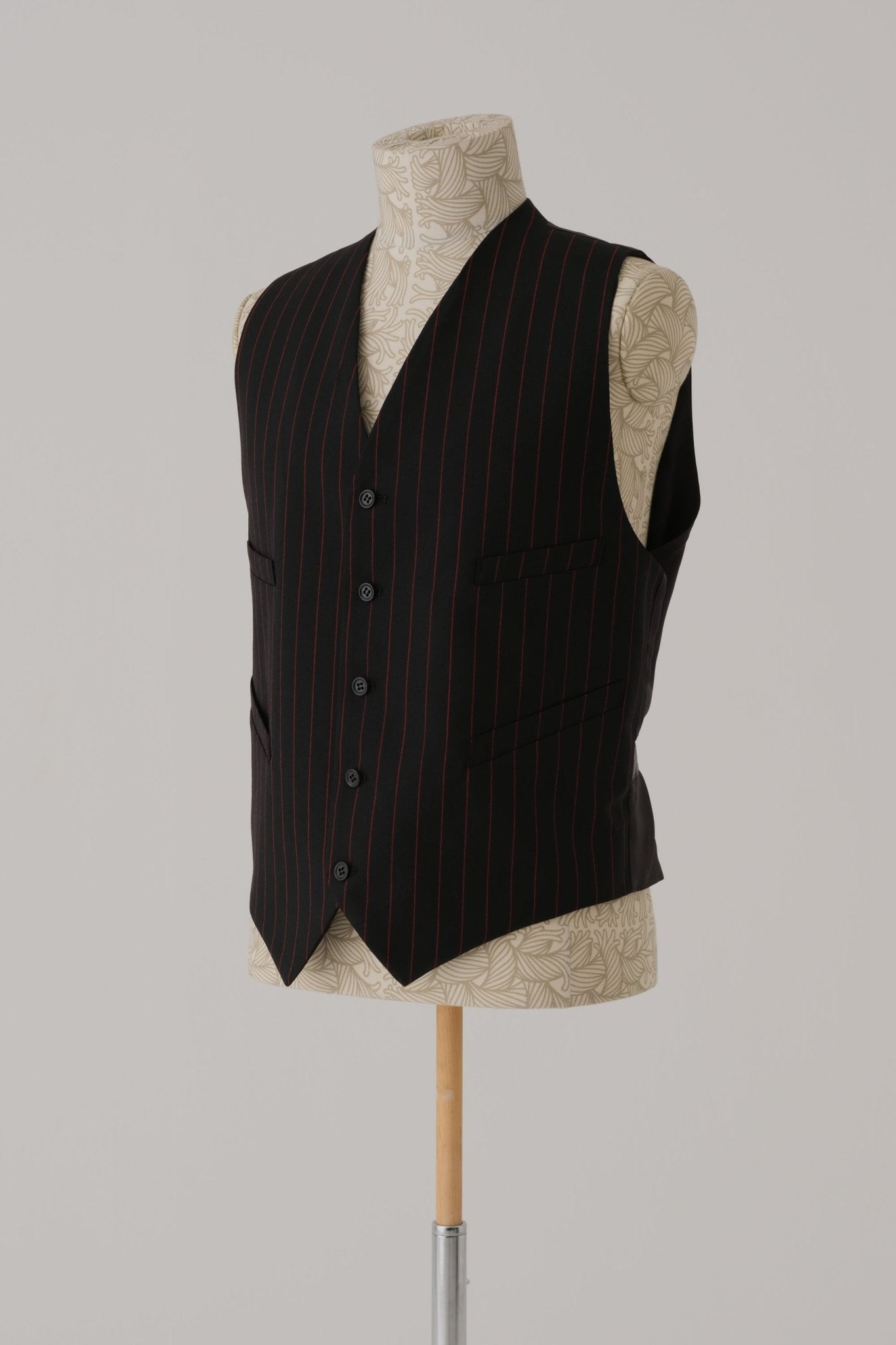 Waistcoat 791B - Wool 100% Tropical - Red - Stripes - Black - Christopher Nemeth - Waistcoat - Wholesale SS25 - 9 - 000000024 - 03