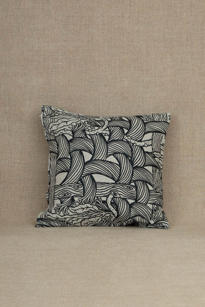 Cushion Cover- Heavy Linen100%- Vine Rope Print- Natural
