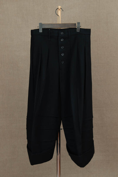 Trousers 21B- Wool100% Tweed 4535- Black