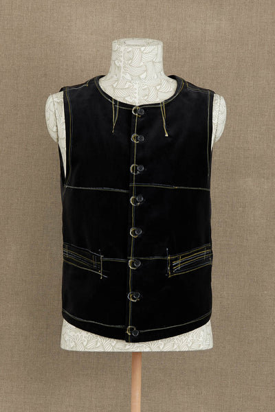 Waistcoat 27- Cotton100% Velvet- Line Paint- Black