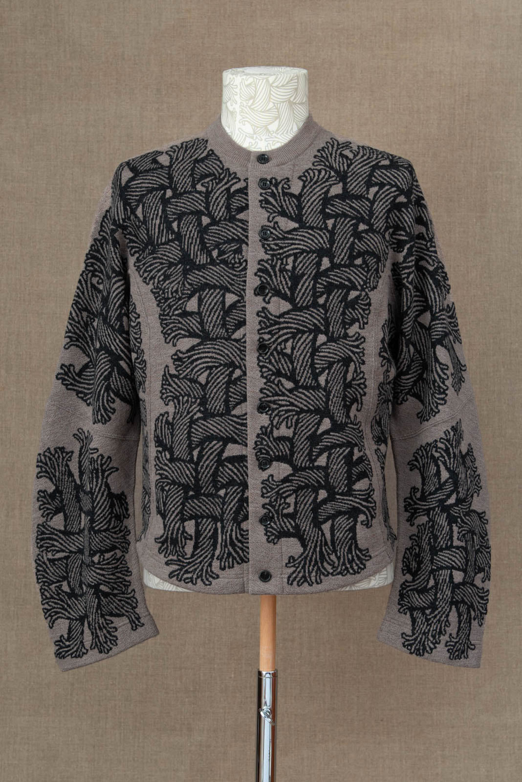 SWEATER en tricot de coton façonné d'un paysage abstrait…