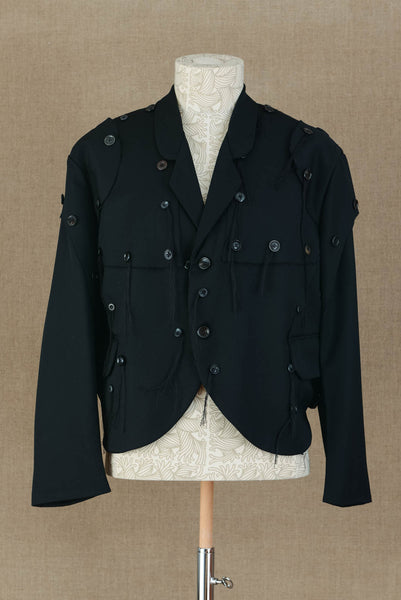 Jacket 32- Wool100% Gabardine- Buttons/Armer- Black
