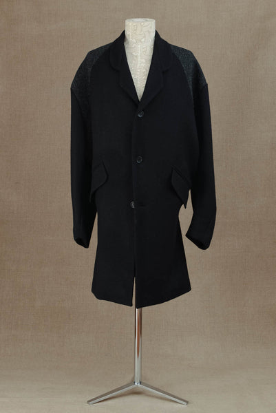 Coat 119-Wool100% British Tweed Herringbone -Black/ Charcoal