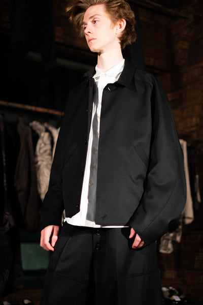 Jacket 191B- Wool100% Gabardine Print- Embroidery Rope- Black