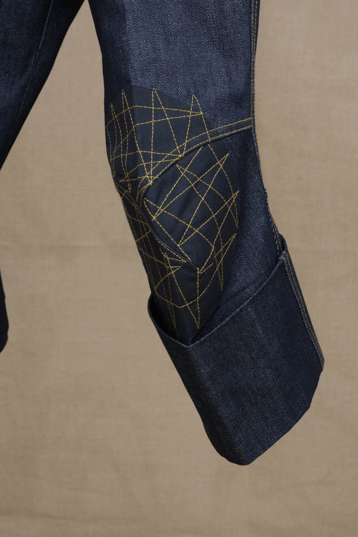 Trousers 733- Cotton100% Denim- Black Facing Patch- Yellow Stitch