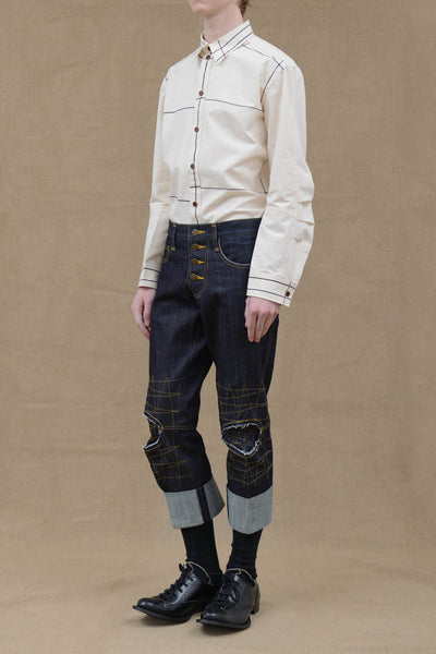 Trousers RL20- Cotton100% Denim- Yellow Stitch