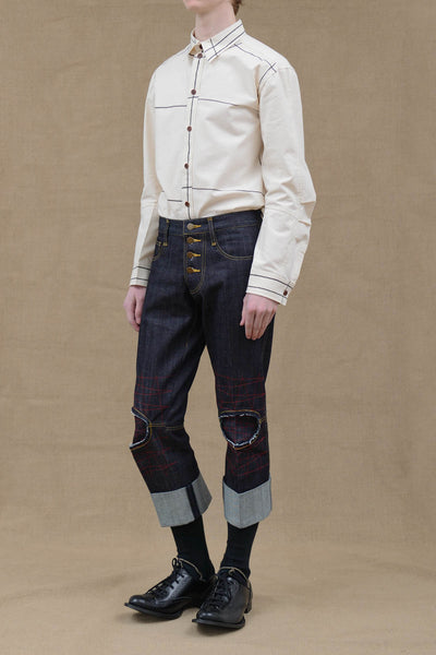Trousers RL20- Cotton100% Denim- Red Stitch