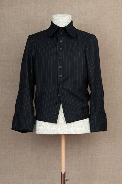 Jacket 107- Wool100% Pin Stripe- Black