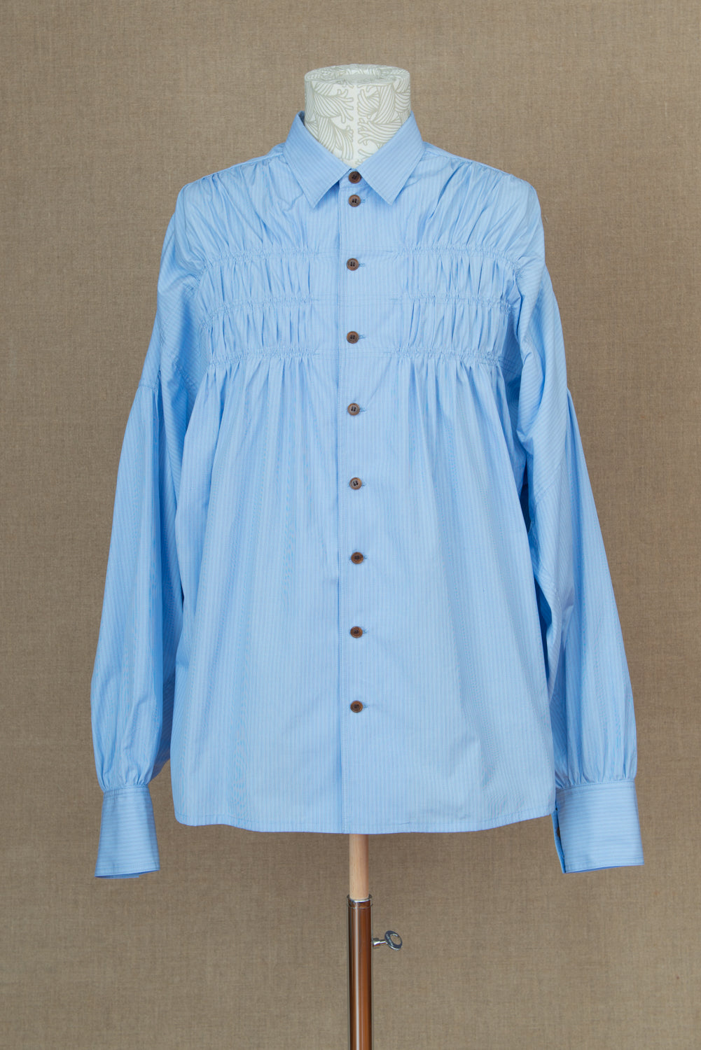 Shirt 87C- Cotton100%- Broad Stripe Gather Stitch- 3 Layers- Blue –  Christopher Nemeth