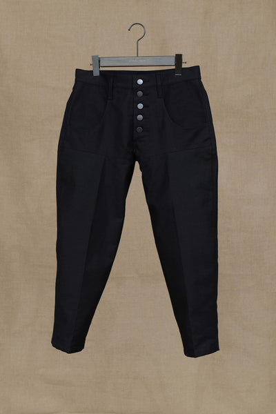 Trousers 42S- Cotton100%Back Satin- Black