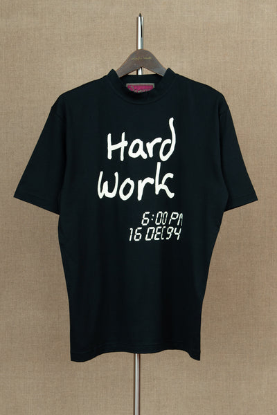 Tshirt Printed- Cotton100% Jersey- Hard Work- Black