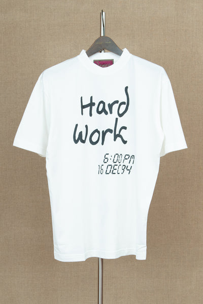 Tshirt Printed- Cotton100% Jersey- Hard Work- White