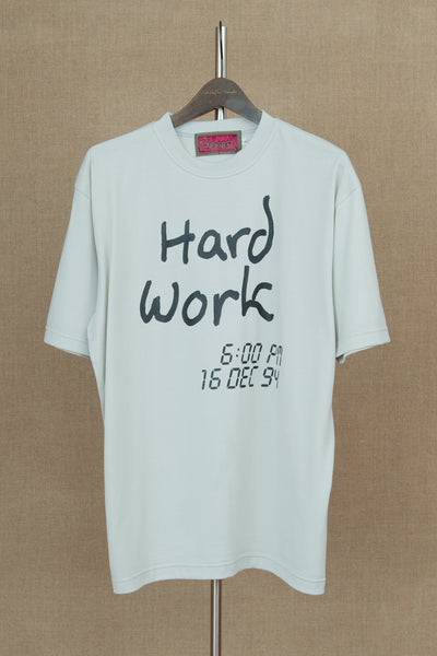 Tshirt Printed- Cotton100% Jersey- Hard Work- Light Grey