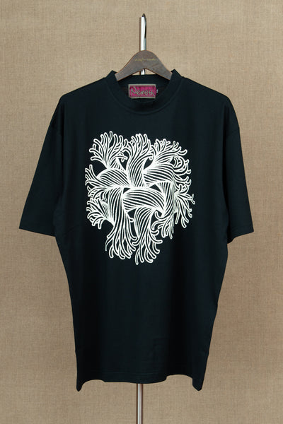 Tshirt Printed- Cotton100% Jersey- Embroidery Rope- Black
