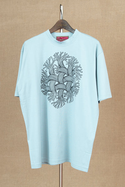 Tshirt Printed- Cotton100% Jersey- Hexa Rope- Pale Blue