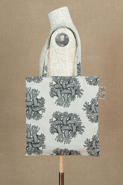 Tote Bag Long Strap- Linen100%- Emb Rope Print- Raw