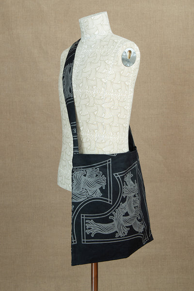 Tote Bag Shoulder Strap- Linen100%- Pattern Rope Print- Black