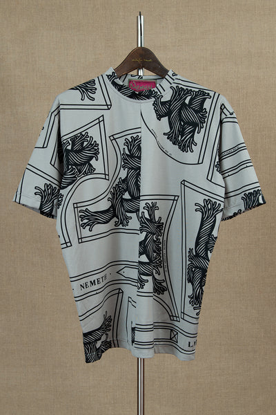 Tshirt 1781B- Short Sleeve/ Pattern Rope Print- Pale Grey