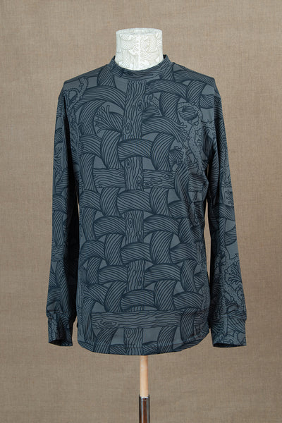 Tshirt 91B- Long Sleeve/ Vine Rope Print- Grey