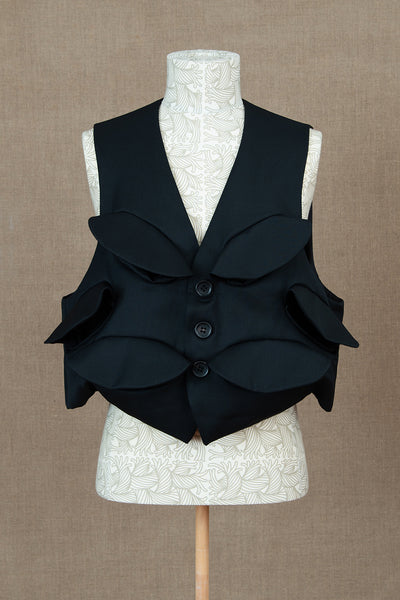Waistcoat Pocket Flap- Wool100% Gabardine- Black