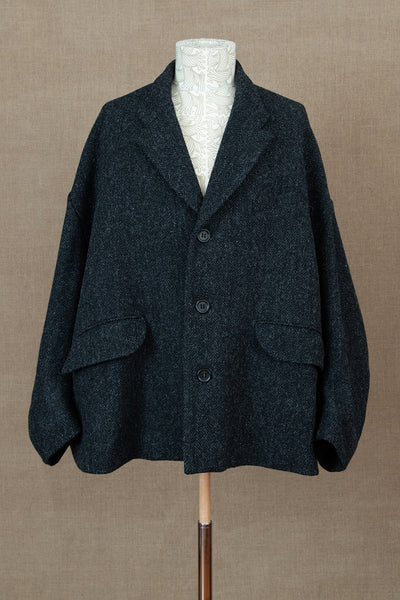 Jacket 19- Wool100% British Tweed Herringbone- Charcoal