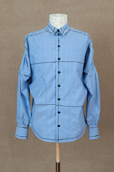 Shirt 872- Cotton100%- Broad Stripe- Paint- Blue