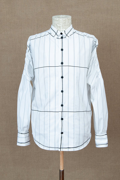 Shirt 872- Cotton100%- Broad Stripe- Paint- White