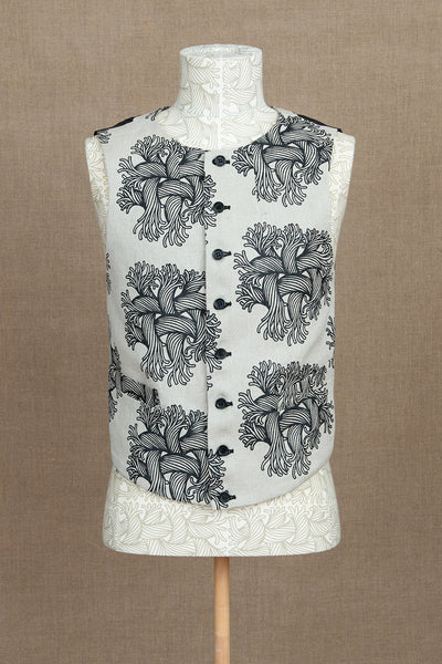 Waistcoat 27- Linen100%- Emb Rope Print- Raw