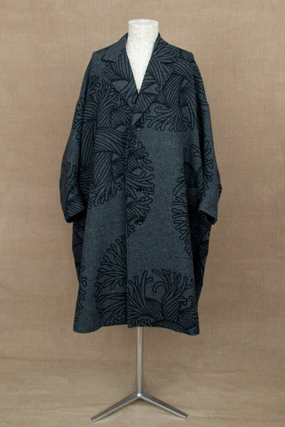 Coat 336- Wool100% British Tweed- Bubble Rope Print- Charcoal