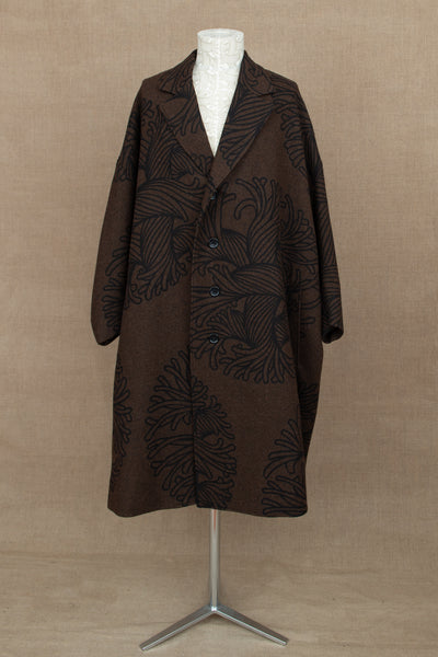 Coat 336- Wool100% British Tweed- Bubble Rope Print- Brown