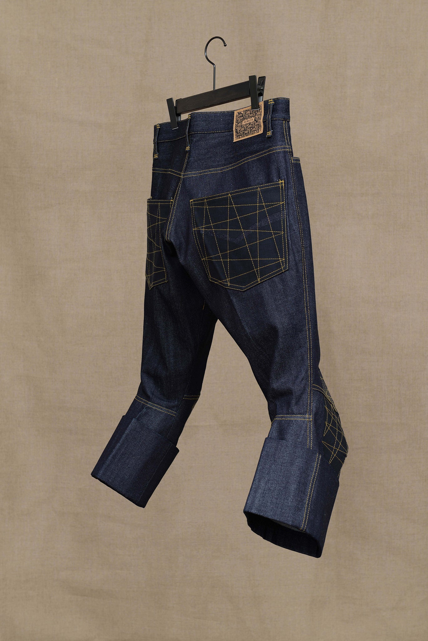 Christopher NEMETH Archive Vintage Dark Denim Black Patch Cropped Jeans  Small