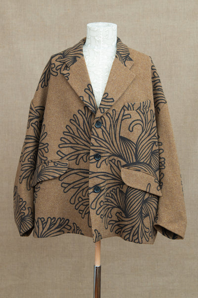 Jacket 19- Wool100% British Tweed- Bubble Rope Print- Camel