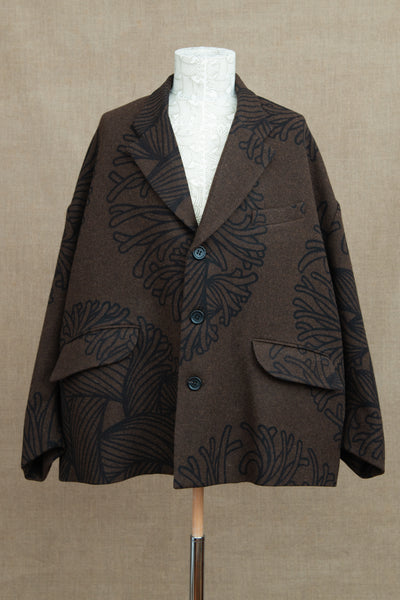 Jacket 19- Wool100% British Tweed- Bubble Rope Print- Brown