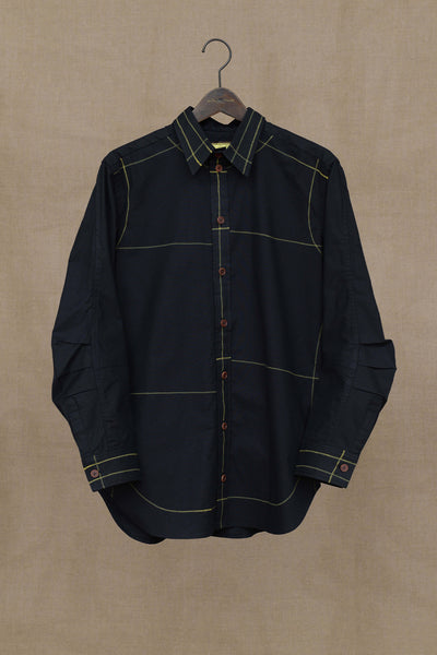Christopher Nemeth Online Store Products- Shirt 5471- Cotton Sheeting- Line Paint- Black