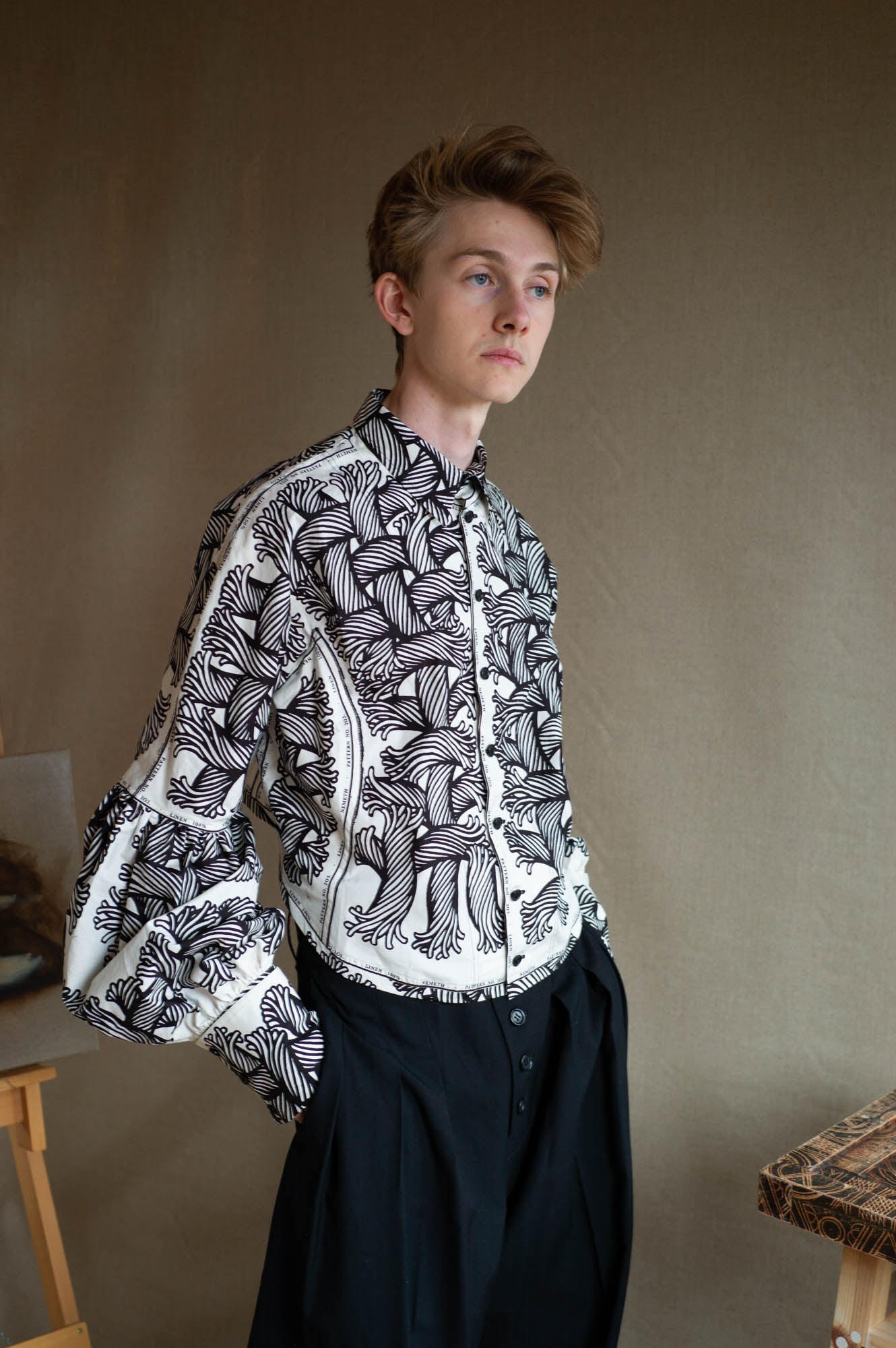 Shirt 203D - Cotton100% Broad Print - Mix - 203 Pattern Rope - Isle Rope - White - Christopher Nemeth - Tops - Online Store - 0 - 00024 - 00